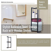 Stylish Bathroom Towel Storage Rack with Wooden Shelves V63-916231