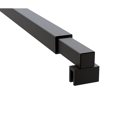 90cm Reeded Glass Shower Screen with Black U-Brackets and Square Pole V63-917311