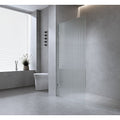 100cm Reeded Glass Shower Screen with Gold F-Brackets and Floor F-Bracket