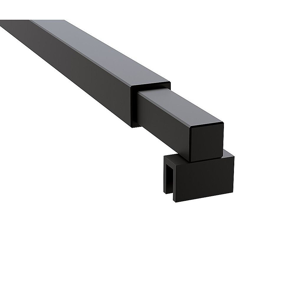 110cm Reeded Glass Shower Screen with Black F-Brackets and Square Pole V63-918311