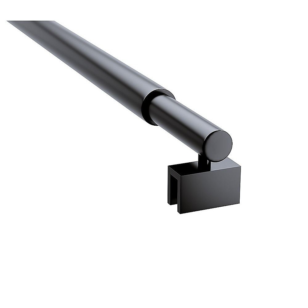 110cm Reeded Glass Shower Screen with Black F-Brackets and Round Pole V63-918321