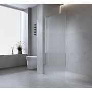120cm Reeded Glass Shower Screen with Gold F-Brackets and Floor F-Bracket