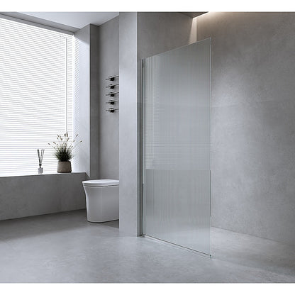 100cm Reeded Glass Shower Screen with Gold Wall Channel V63-919901