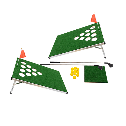 Golf Cornhole Game With Chipping Mats, Golf Balls, Putters V63-920611