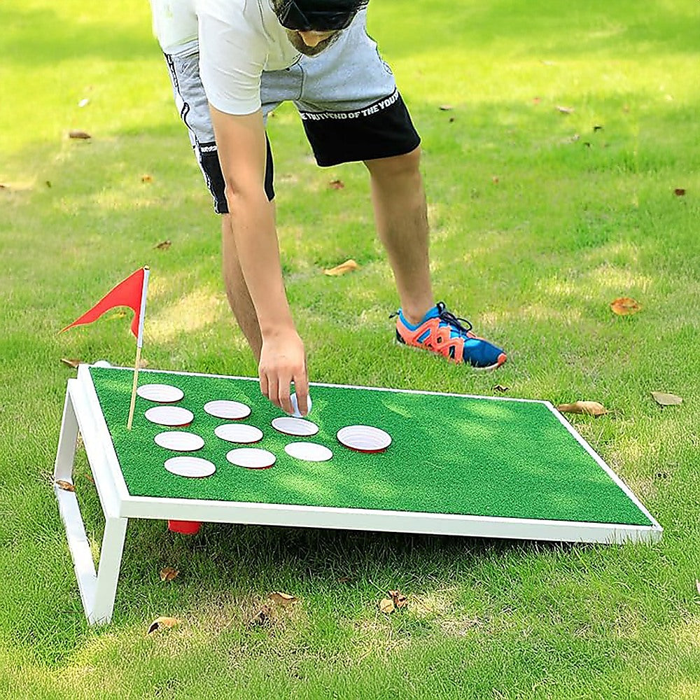 Golf Cornhole Game With Chipping Mats, Golf Balls, Putters V63-920611
