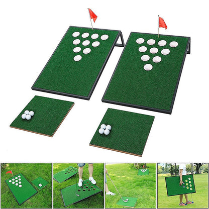 Golf Cornhole Game With Chipping Mats, Golf Balls, Putters V63-920611