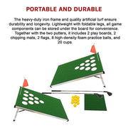 Golf Cornhole Game With Chipping Mats, Golf Balls, Putters V63-920611