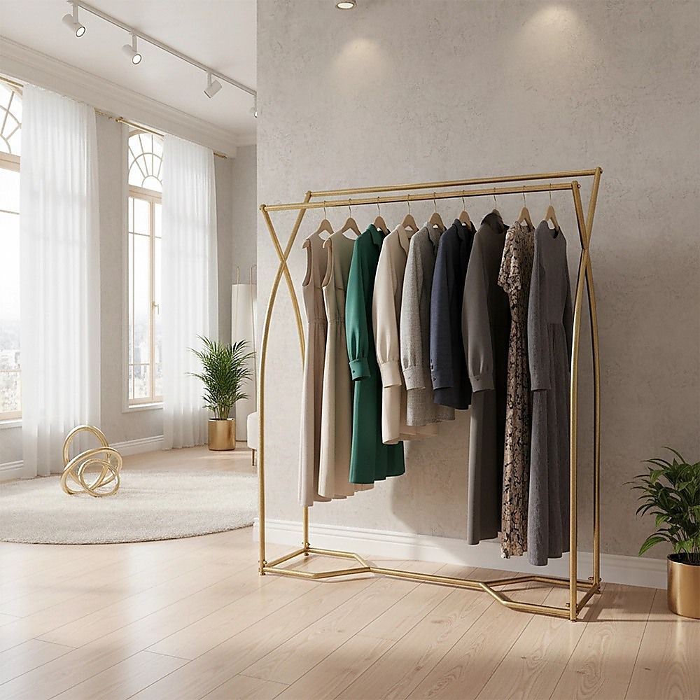 Commercial Clothing Garment Rack Retail Shop in Gold