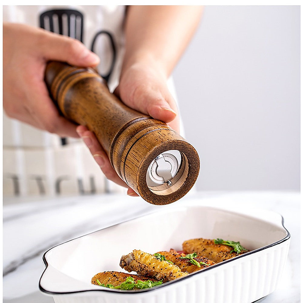 8" Wooden Salt and Pepper Grinder Adjustable Manual Wood Ceramic Core V63-920681