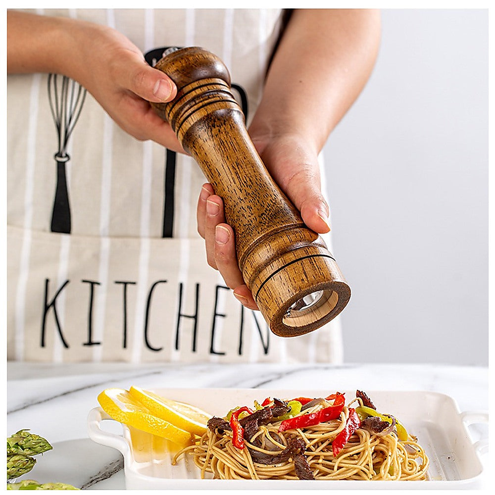 8" Wooden Salt and Pepper Grinder Adjustable Manual Wood Ceramic Core V63-920681