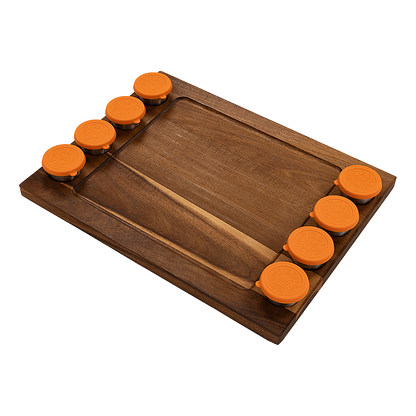 Serving Tray Double Sided Charcuterie Board 8 Sauce Cups Gift V63-920711