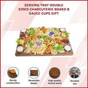 Serving Tray Double Sided Charcuterie Board 8 Sauce Cups Gift V63-920711
