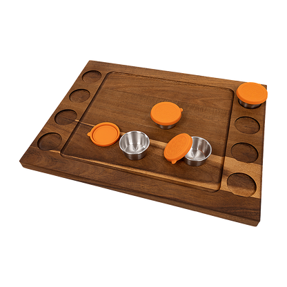 Serving Tray Double Sided Charcuterie Board 8 Sauce Cups Gift V63-920711