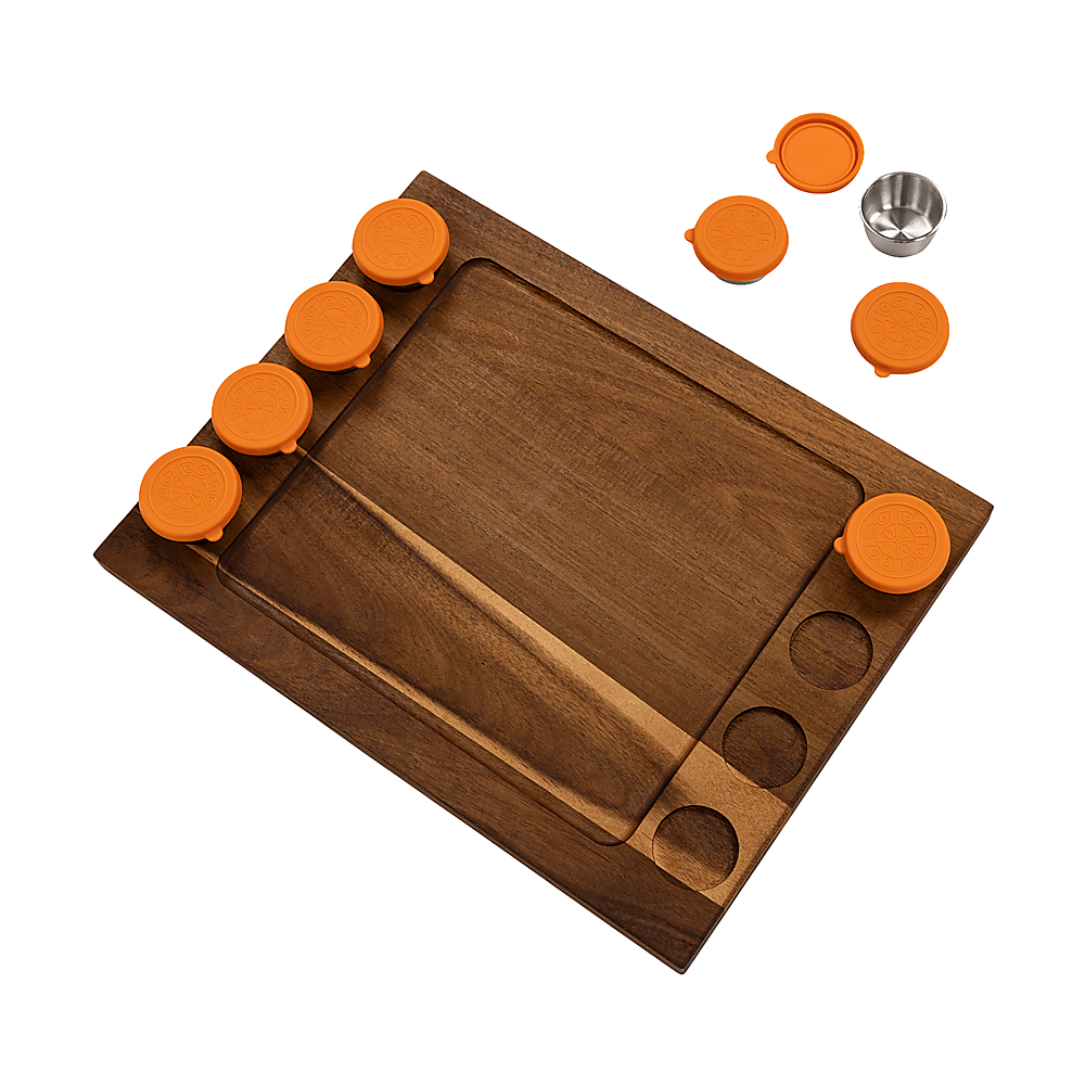 Serving Tray Double Sided Charcuterie Board 8 Sauce Cups Gift V63-920711