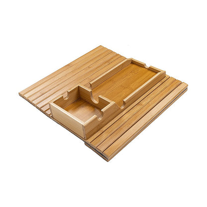 Bamboo Sofa Arm Tray Couch Phone Holder Anti-Slip for Snacks Drinks V63-920721