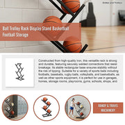 Ball Trolley Rack Display Stand For Basketball Football Storage Heavy Duty Rolling Organiser For Sports V63-920731