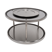 2-Tier Rack Lazy Susan Organiser Steel Kitchen Pantry Cabinet Storage V63-920801