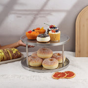 2-Tier Rack Lazy Susan Organiser Steel Kitchen Pantry Cabinet Storage V63-920801