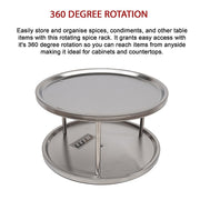 2-Tier Rack Lazy Susan Organiser Steel Kitchen Pantry Cabinet Storage V63-920801