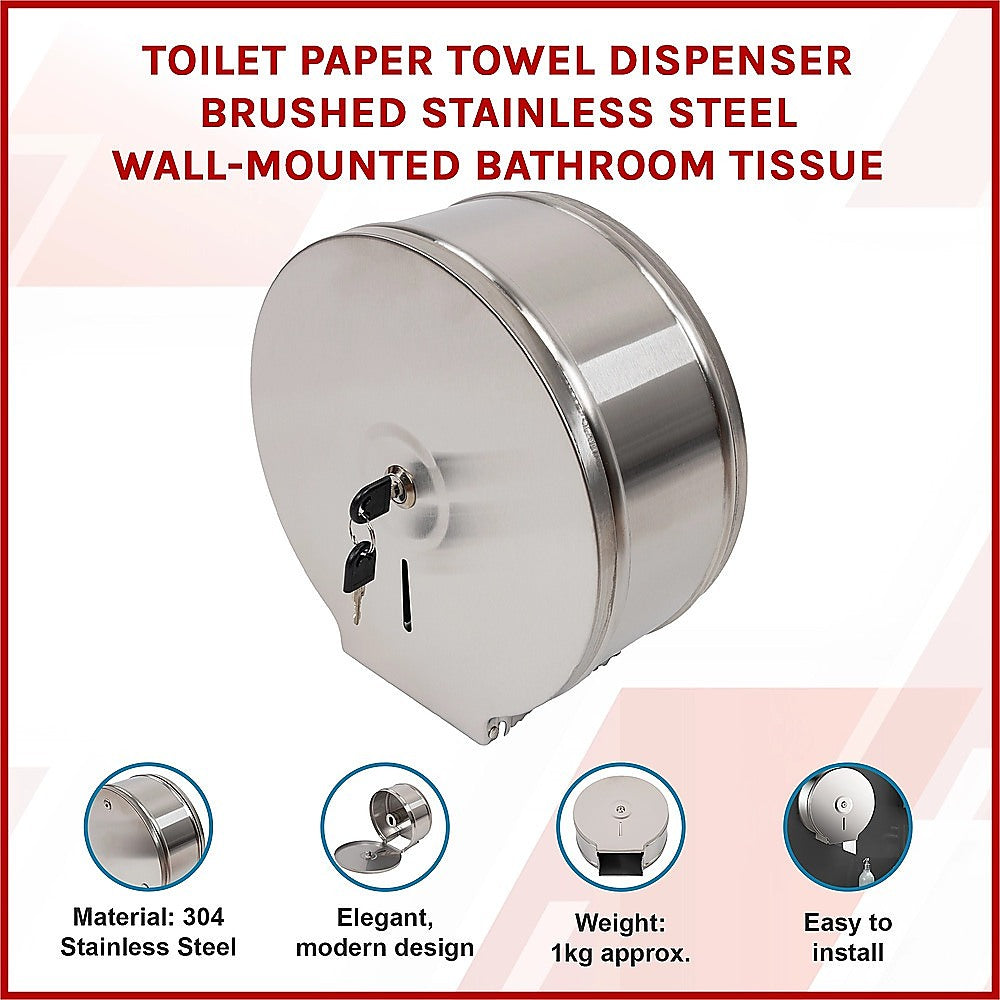 Brushed Stainless Steel Wall Mounted Toilet Paper Towel Dispenser V63-920871