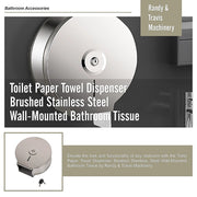 Brushed Stainless Steel Wall Mounted Toilet Paper Towel Dispenser V63-920871