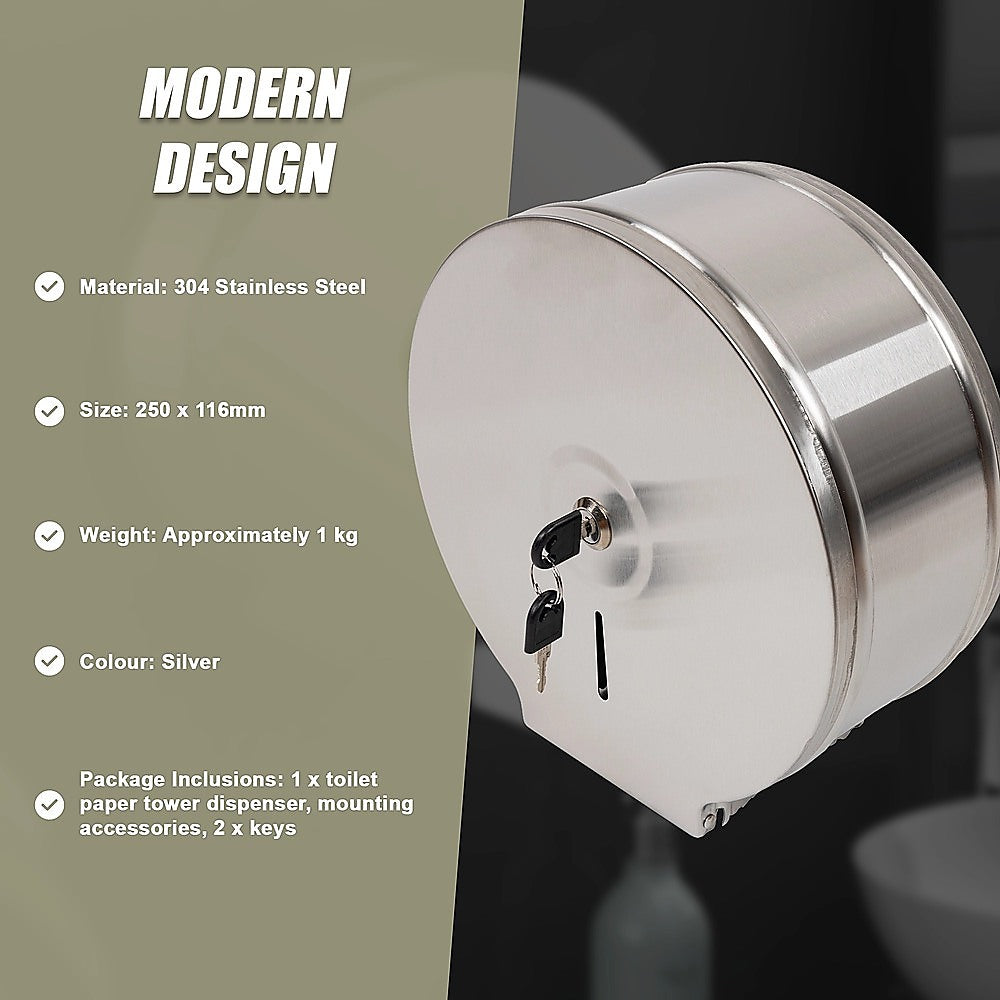 Brushed Stainless Steel Wall Mounted Toilet Paper Towel Dispenser V63-920871