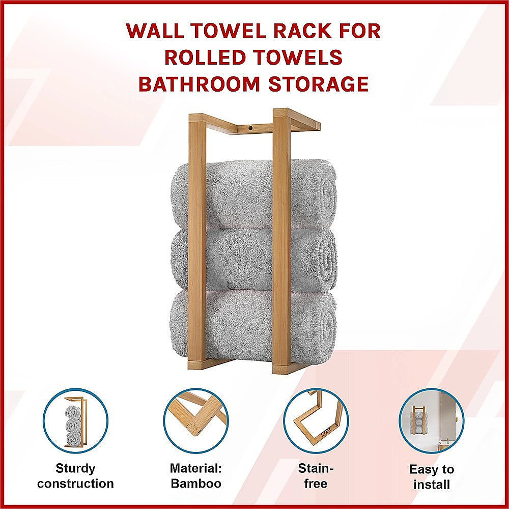 Wall Towel Rack for Rolled Towels Bathroom Storage V63-920931
