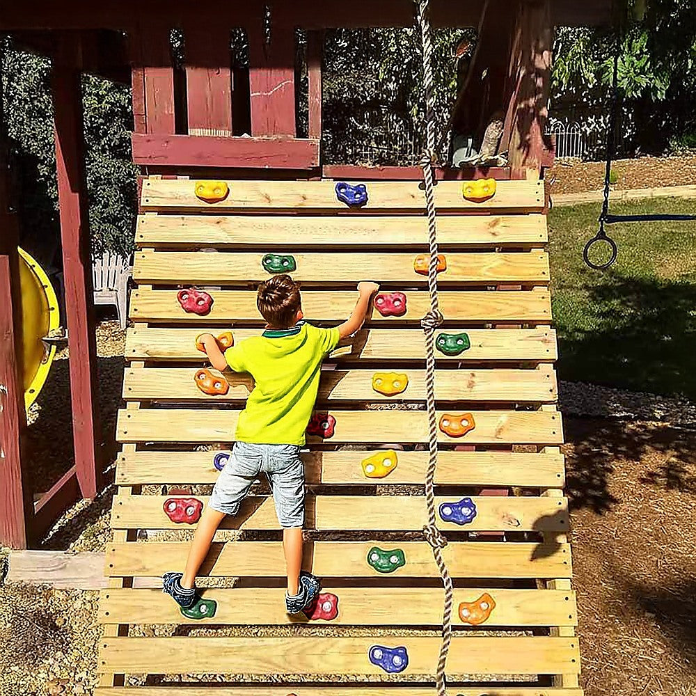 Jungle Gym Rock Climbing Holds Kids Wall Mounting Hardware Knotted Rope 25 Handles Playground V63-920951