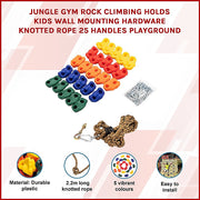 Jungle Gym Rock Climbing Holds Kids Wall Mounting Hardware Knotted Rope 25 Handles Playground V63-920951