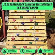 Jungle Gym Rock Climbing Holds Kids Wall Mounting Hardware Knotted Rope 25 Handles Playground V63-920951
