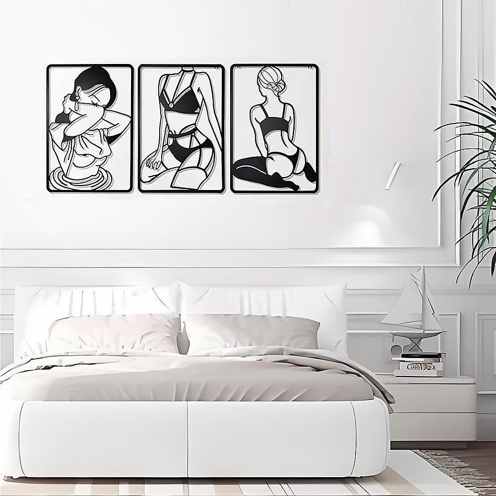 3pc Modern Metal Wall Art Decor Abstract Minimalist Decoration V63-920981