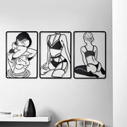 3pc Modern Metal Wall Art Decor Abstract Minimalist Decoration V63-920981
