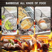 2pc BBQ Basket Round Campfire Grid Cookware V63-920991