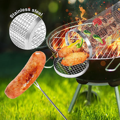 2pc BBQ Basket Round Campfire Grid Cookware V63-920991