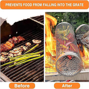 2pc BBQ Basket Round Campfire Grid Cookware V63-920991