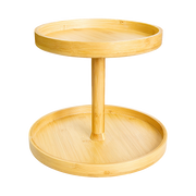 2-Tier Bamboo Lazy Susan Turntable Organizer for Kitchen Counter Cabinet V63-921011