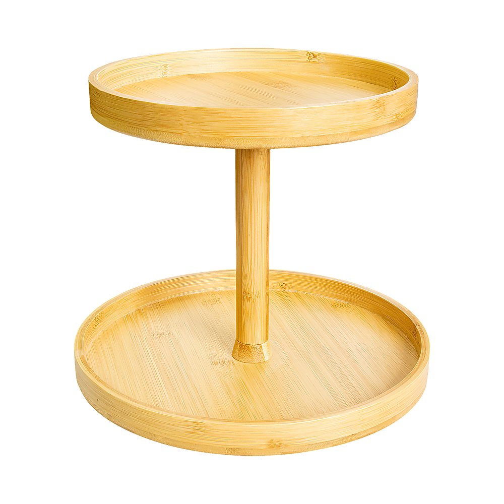 2-Tier Bamboo Lazy Susan Turntable Organizer for Kitchen Counter Cabinet V63-921011