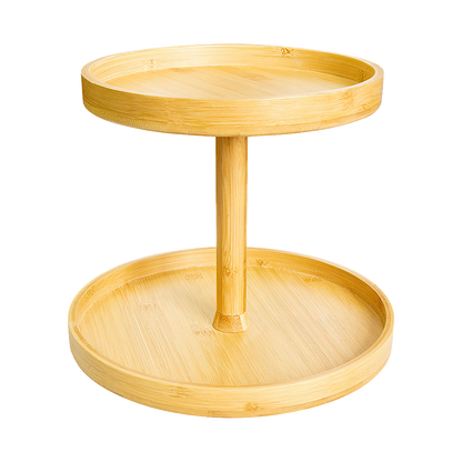 2-Tier Bamboo Lazy Susan Turntable Organizer for Kitchen Counter Cabinet V63-921011