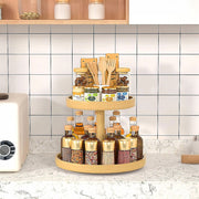 2-Tier Bamboo Lazy Susan Turntable Organizer for Kitchen Counter Cabinet V63-921011