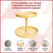 2-Tier Bamboo Lazy Susan Turntable Organizer for Kitchen Counter Cabinet V63-921011