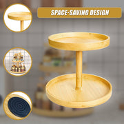 2-Tier Bamboo Lazy Susan Turntable Organizer for Kitchen Counter Cabinet V63-921011