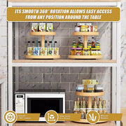 2-Tier Bamboo Lazy Susan Turntable Organizer for Kitchen Counter Cabinet V63-921011