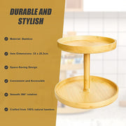 2-Tier Bamboo Lazy Susan Turntable Organizer for Kitchen Counter Cabinet V63-921011