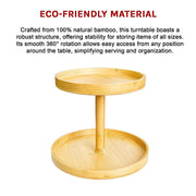 2-Tier Bamboo Lazy Susan Turntable Organizer for Kitchen Counter Cabinet V63-921011