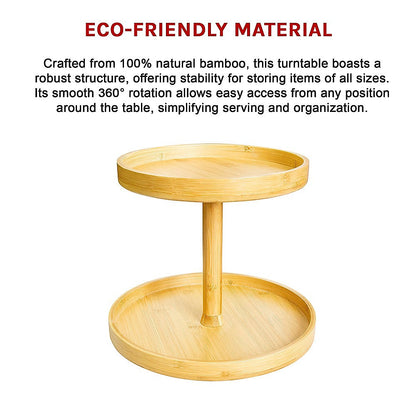 2-Tier Bamboo Lazy Susan Turntable Organizer for Kitchen Counter Cabinet V63-921011