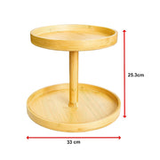 2-Tier Bamboo Lazy Susan Turntable Organizer for Kitchen Counter Cabinet V63-921011