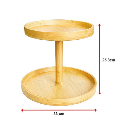 2-Tier Bamboo Lazy Susan Turntable Organizer for Kitchen Counter Cabinet V63-921011