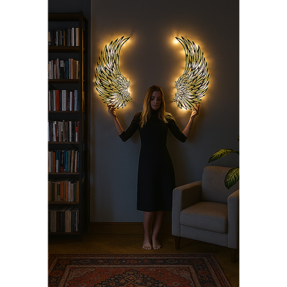 LED Angel Wing Metal Wall Art Wrought Iron Wings Sculpture Fairy Lights V63-921021