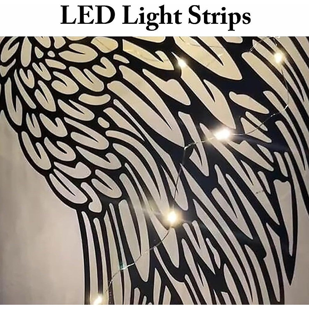 LED Angel Wing Metal Wall Art Wrought Iron Wings Sculpture Fairy Lights V63-921021