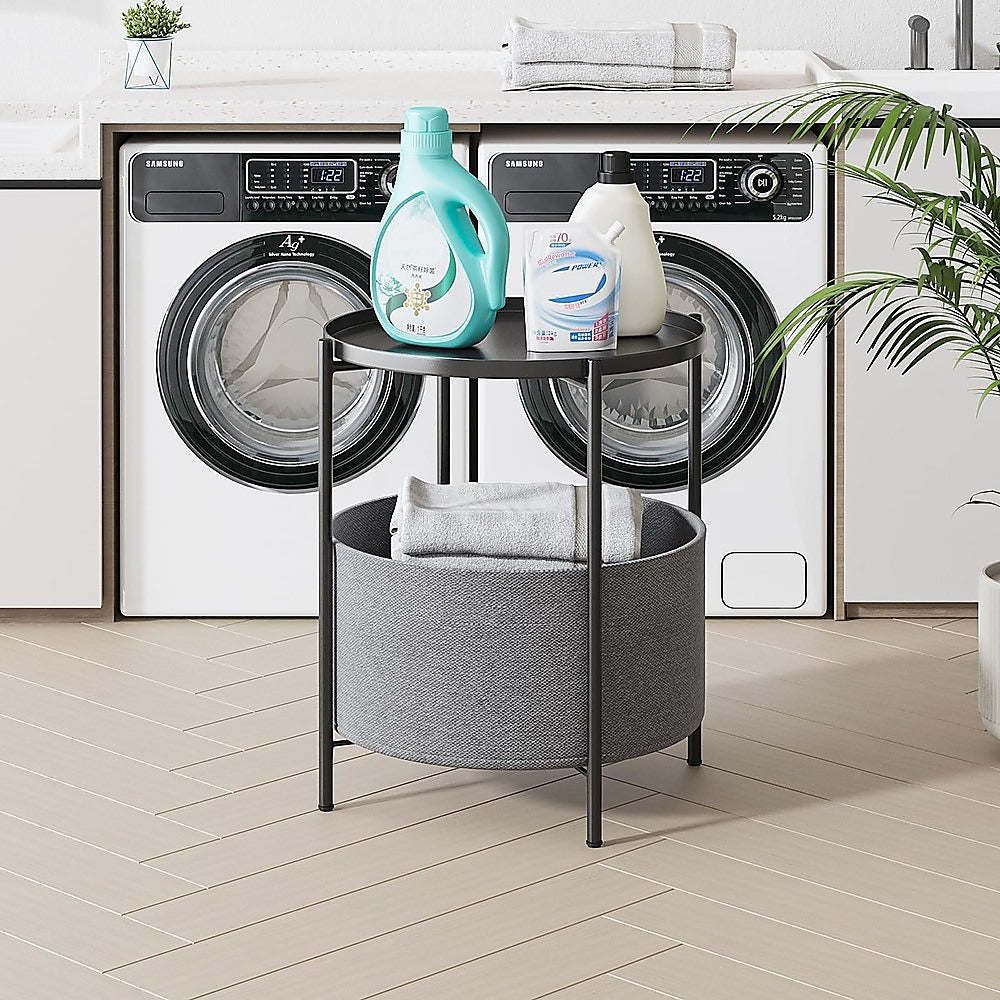 Round Side Table Bedside Storage Basket V63-921051